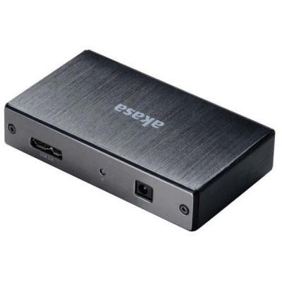 Akasa Connect 4SV, USB 3.0 hubb med fyra portar, borstad aluminum, svart