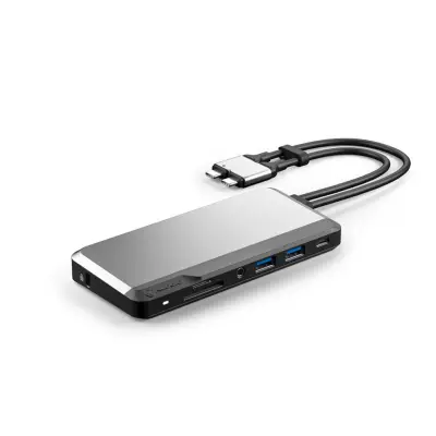 ALOGIC Dual USB-C Super Hub 10-i-1-hubb Dual HDMI 4K@60Hz ? Rymdgrå