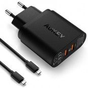 Aukey Qualcomm Certified 2 Port Quick charger 2.0 - Svart