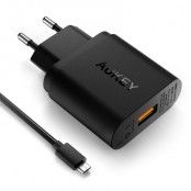 Aukey Qualcomm Certified Quick charger 3.0 - Svart