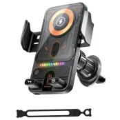 Automatisk Bilhållare med 15W Trådlös Laddare med Buntband - Svart