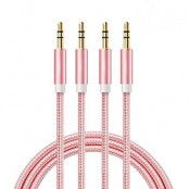 AUX kabel - Ljudkabel 3,5 mm - 1M Hane-till-Hane Flätad Nylon