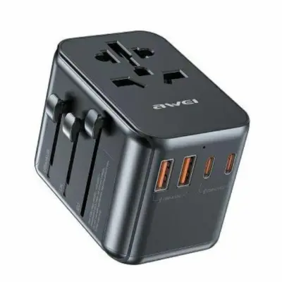 Awei 4in1 GaN Reseadapter 35W 3xUSB-C 2xUSB-A C-39 - Svart