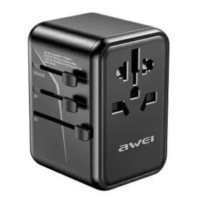 Awei 4in1 GaN Reseadapter 65W 3xUSB-C 2xUSB-A CL-13 - Svart