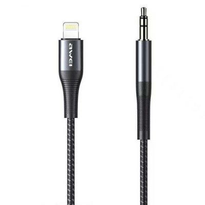 Awei Lightning Till Aux Kabel Jack 3.5 CL-116L - Svart