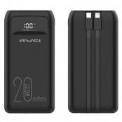 Awei Powerbank 10000mAh 22.5W Med USB-C/Lightning Kabel