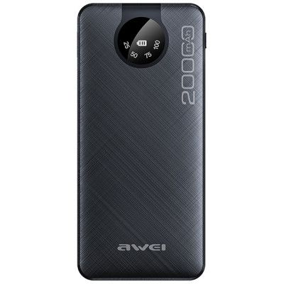 Awei Powerbank 20000mAh Med Micro-USB/USB-C/Lightning Kabel - Svart