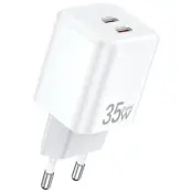 Awei Snabbladdare 35W 2xUSB-C PD GaN - Vit