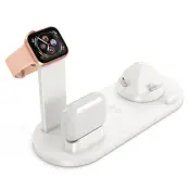 B-07A 6-i-1 Trådlös Laddare 10W med Ställ och Kabel - Vit