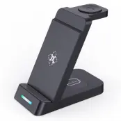 B-20A 3-i-1 Trådlös Laddare för Samsung Watch 3/4/5/6/7, Telefon, Hörlurar