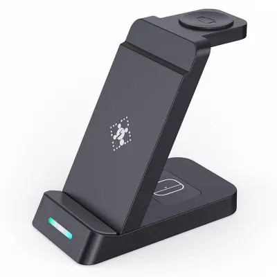 B-20A 3-i-1 Trådlös Laddare för Samsung Watch 3/4/5/6/7, Telefon, Hörlurar