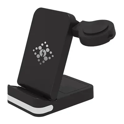 B-27 3-i-1 Fällbar 15W Trådlös Laddare med Nattlampa - Svart