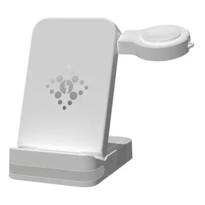 B-27 3-i-1 Fällbar 15W Trådlös Laddare med Nattlampa - Vit