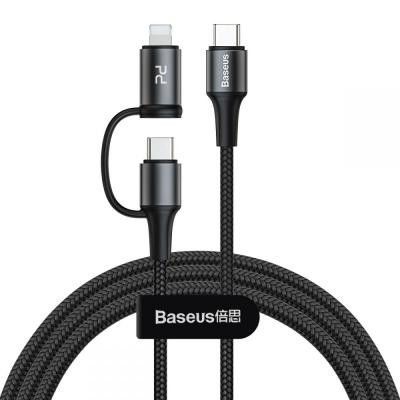 BASEUS 2I1 Type-C To Type-C & Lightning Kabel 100 cm Svart