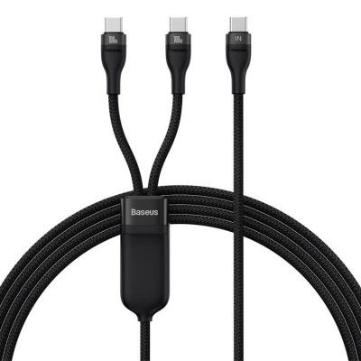 Baseus 2in1 USB-C till 2xUSB-C kabel 100W 1.5m - Svart