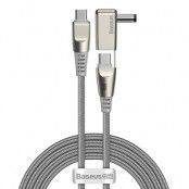 Baseus 2in1 USB Type C laddnings Kabel/5,5 mm x 2,5 mm grå