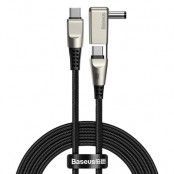 Baseus 2in1 USB Type C laddnings Kabel/5,5 mm x 2,5 mm Svart