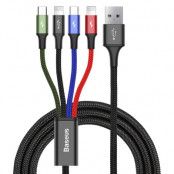 Baseus 4in1 lightning/USB Type C/microUSB Kabel 3.5A 1.2m Svart