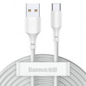 Baseus 2-pack USB-A till USB-C Kabel 40 W 5 A 1,5 m Vit