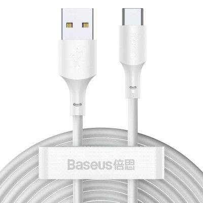 Baseus 2-pack USB-C till USB-A kabel 40 W 5 A 1.5m Vit