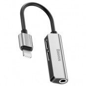 Baseus 3-in-1 iP MaleDual iP 3.5mm Female Adapter L52 Silver