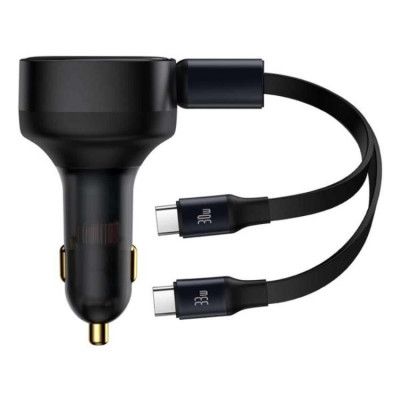 Baseus Billaddare 2x USB-C - Svart
