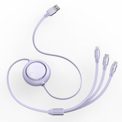 Baseus Bright Mirror Flat Retractable 3in1 Kabel USB 1.2m - Violett
