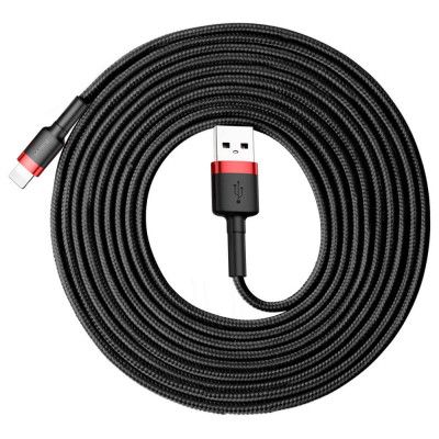 Baseus Cafule USB-A till Lightning kabel QC3.0 2A 3m Svart-Röd