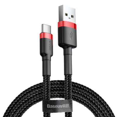 Baseus USB-C till USB-A kabel Cafule 2m - Svart/Röd