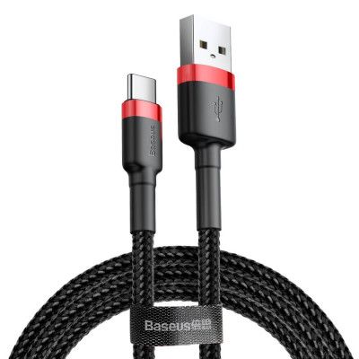 Baseus Cafule USB-C till USB-A kabel QC 3.0 3A 0,5M Svart-Röd