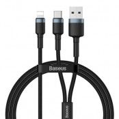 Baseus Cafule USB/USB Type C lightning Kabel 1,2 m Grå