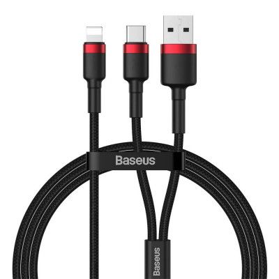 Baseus Cafule USB/USB Type C lightning Kabel 1,2 m Röd