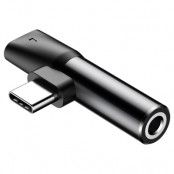Baseus Converter L41 Adapter USB-C - USB-C 3,5 mm Svart