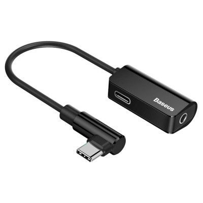 Baseus Converter L45 Adapter USB-C - USB-C 3,5 mm Svart