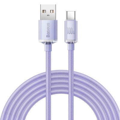 Baseus Crystal USB-C till USB-A kabel 100W 2m - Lila