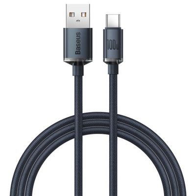 Baseus Crystal USB-C till USB-A kabel 100W 1.2m - Svart