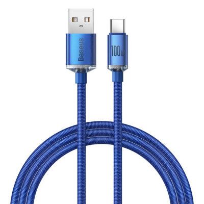 Baseus Crystal USB-C till USB-A kabel 100W 1.2m - Blå