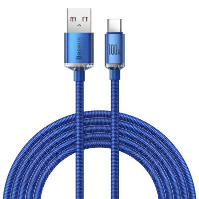 Baseus Crystal USB-A till USB-C Kabel 100W 2m - Blå