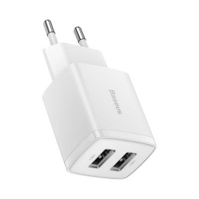 Baseus EU Compact Väggladdare 2x USB 10.5W - Vit