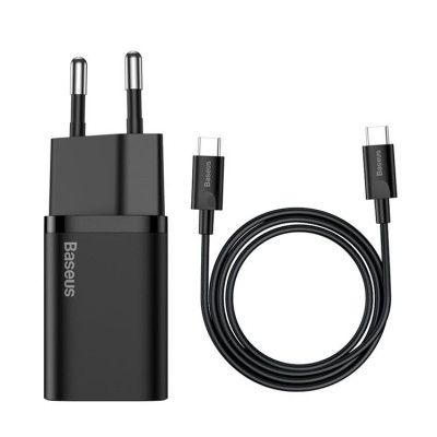 Baseus EU Super Väggladdare USB-C Kabel 1m 25W - Svart