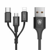 Baseus Excellent 3in1 USB micro USB/lightning/USB-C Kabel Svart