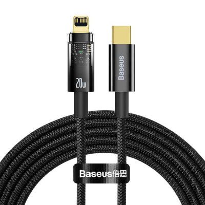 Baseus Explorer USB Typ-C Till Lightning Kabel 20W 2m - Svart