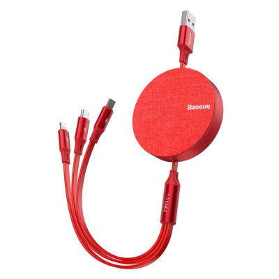 Baseus Fabric USB micro USB/ lightning/ USB-C Kabel 1,2M Röd