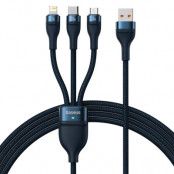 Baseus 3in1 Snabbladdningskabel Lightning, USB-C, microUSB 100W 1.2m - Blå