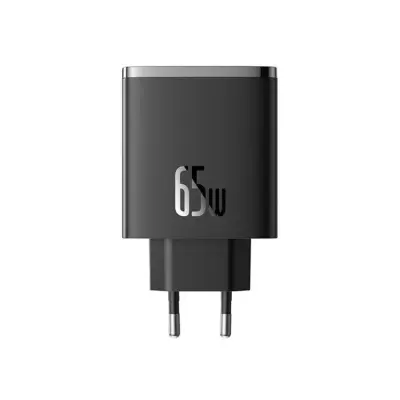 Baseus GaN Väggladdare 2x USB-C Till USB-A 65W Cube Pro - Svart