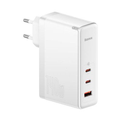 Baseus GaN5 EU Väggladdare USB-A Till 2x USB-C 140W - Vit