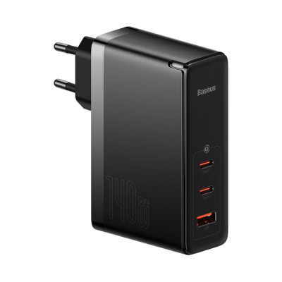 Baseus GaN5 Pro Snabbladdare 2xUSB-C + USB 140W - Svart