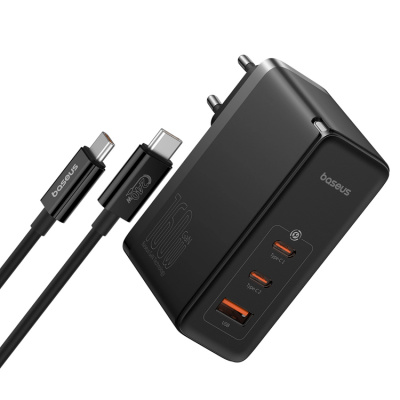 Baseus GaN5 Pro Väggladdare 160W 2x USB-C/USB-A + USB-C Kabel