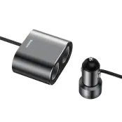 Baseus High Efficiency dual-cigarette tändare 80W USB 3.1A Svart