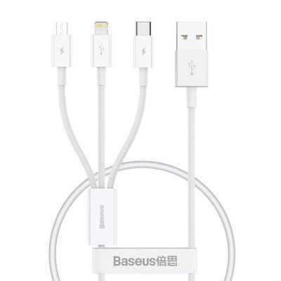 Baseus 3in1 USB-A till USB-C Lightning microUSB kabel 0.5m